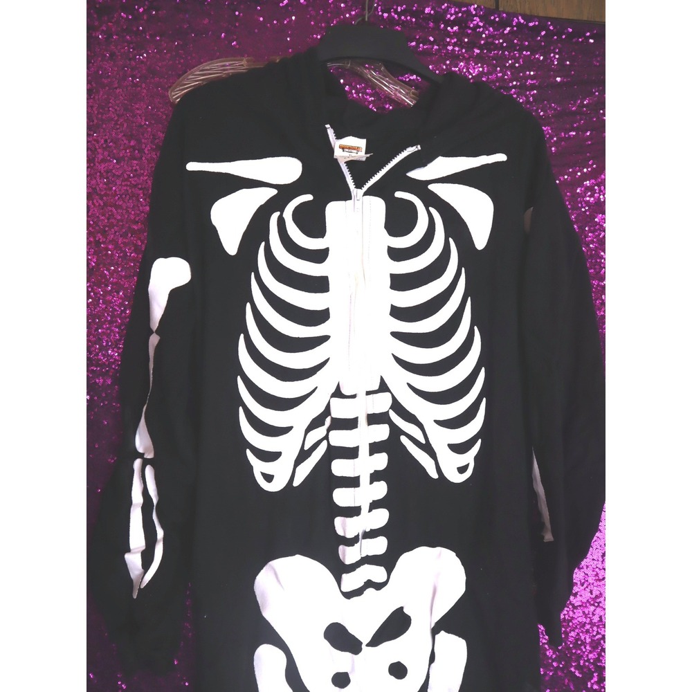 Black Skeleton PJs XL Spooktacular Creations Adult Plush Hooded Unisex Costume